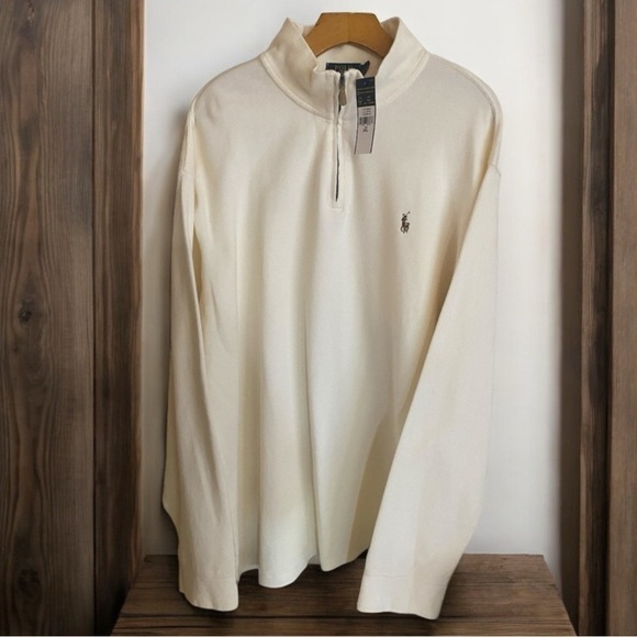 POLO RALPH LAUREN Luxury Quarter Zip Knit Sweater Buff Gorpcore Big/Tall… - Picture 2 of 12